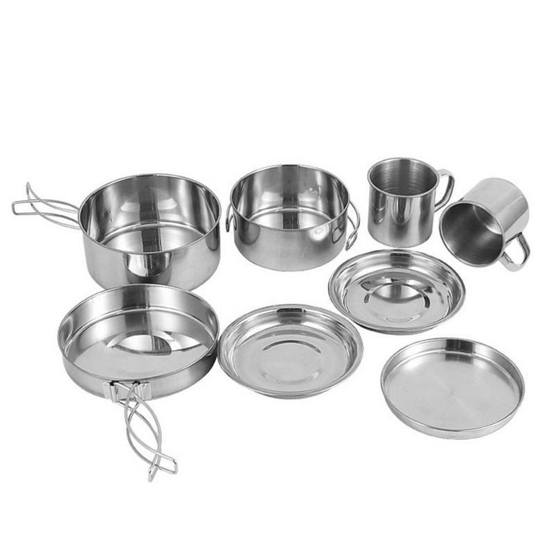 Camping Cooking Pack - 8pcs/set Stainless Steel Outdoor Camping Cookware