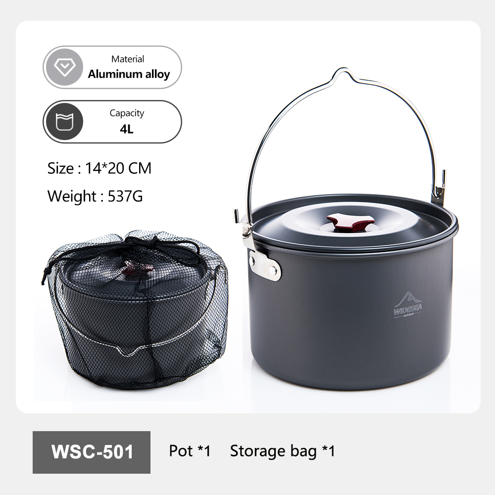 Camping Outdoor Cooking Set - Widesea Hard Anodized Aluminum Camping Pot