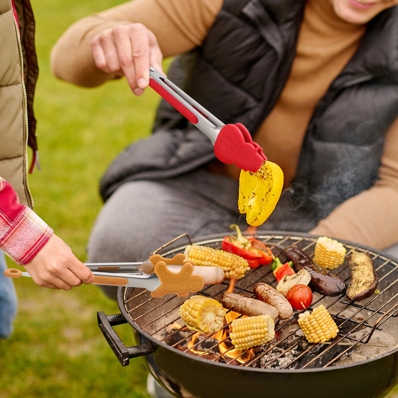 Camping Cooking Tips - 3Pcs Silicone-Tipped Stainless Steel Food Tongs