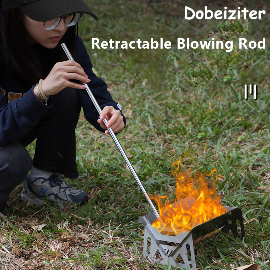 Camping Cooking Candle - Stainless Steel Blowpipe Pocket Bellow Collapsible