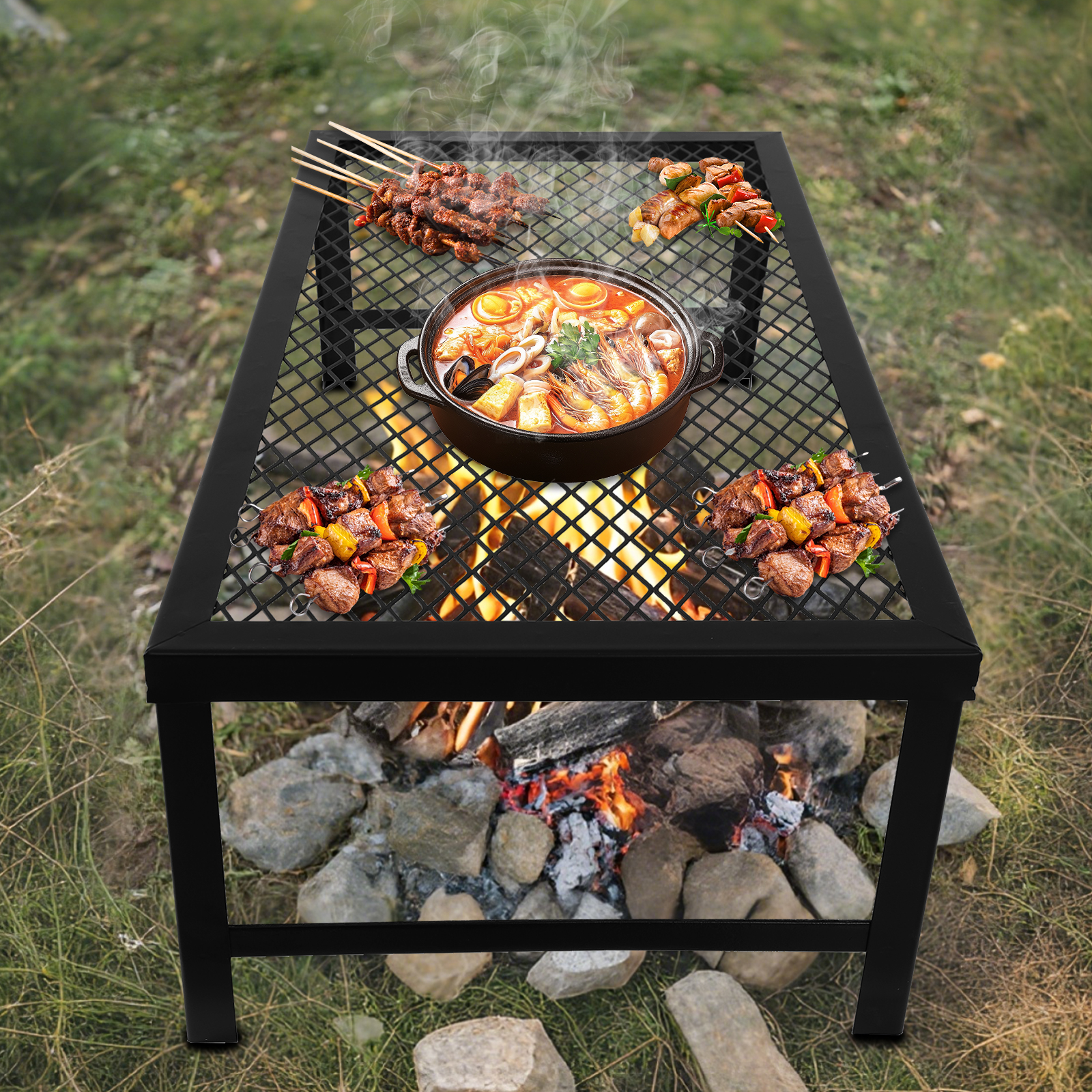 Camping Cooking Fire Pit - Portable Foldable Camping Grill Fire Pit