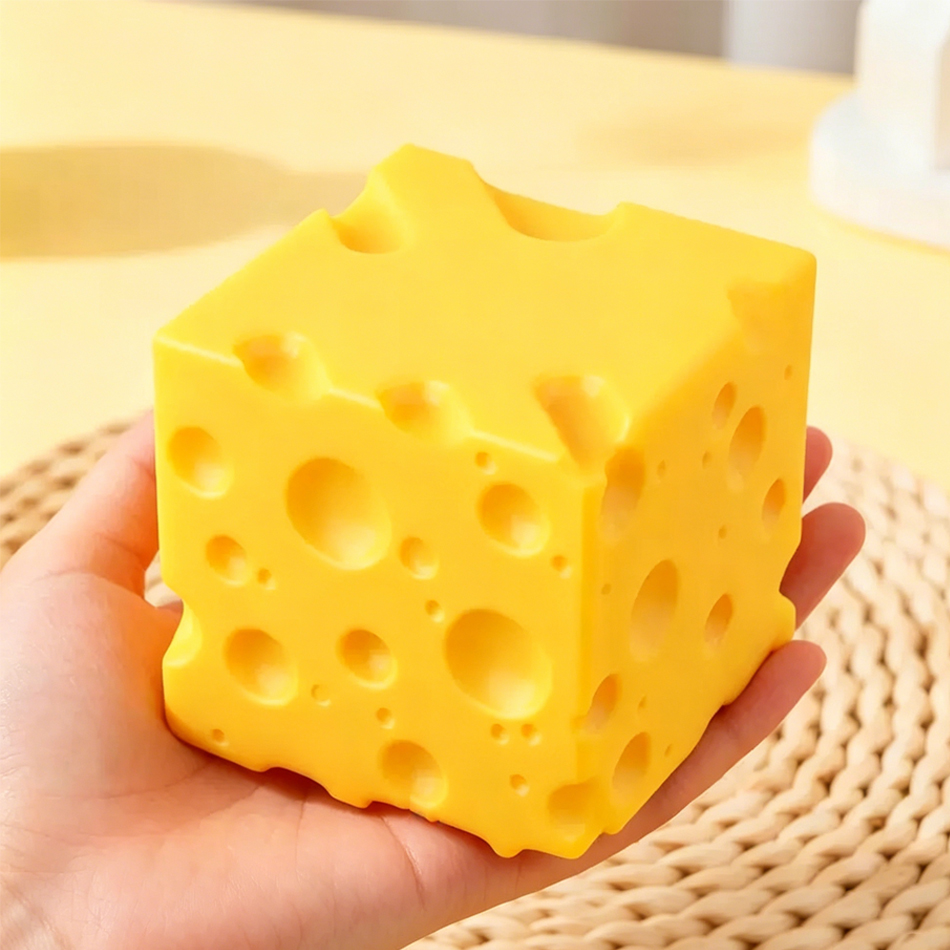Fire Starter Cube - Hot Triangle Cube Cheese Squeeze Toy