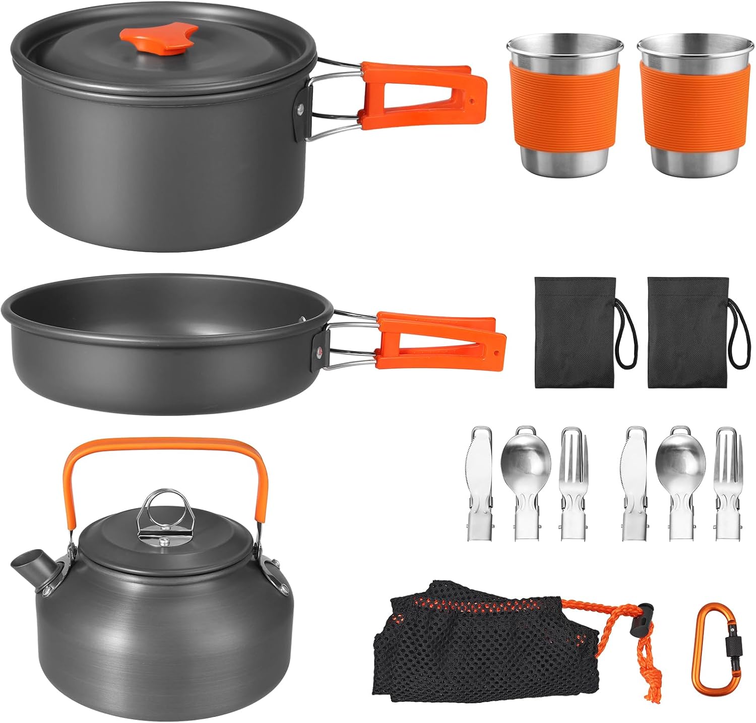 Camping Cooking Cutlery Set - Non-Stick Camping Cookware Set, 17-Piece Lightweight
