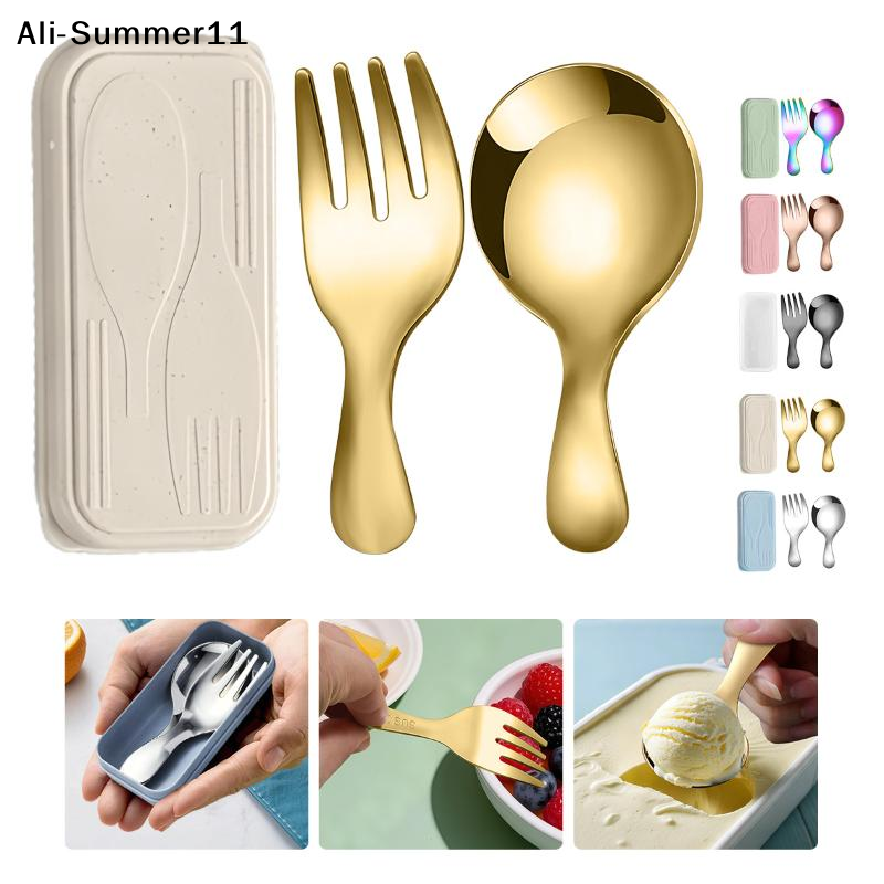 Camping Cooking Set - 【A6L】Steel Tableware Set Spoon Fork 2Pc