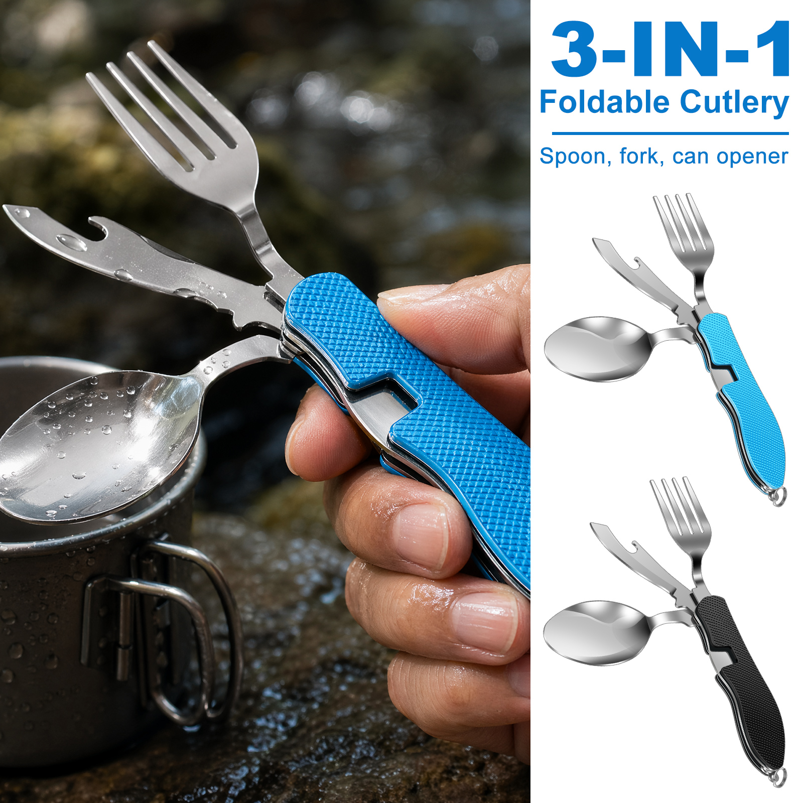 Multifunction 3 in 1 Camping U - Camping Cooking Cutlery Set 评论和价格
