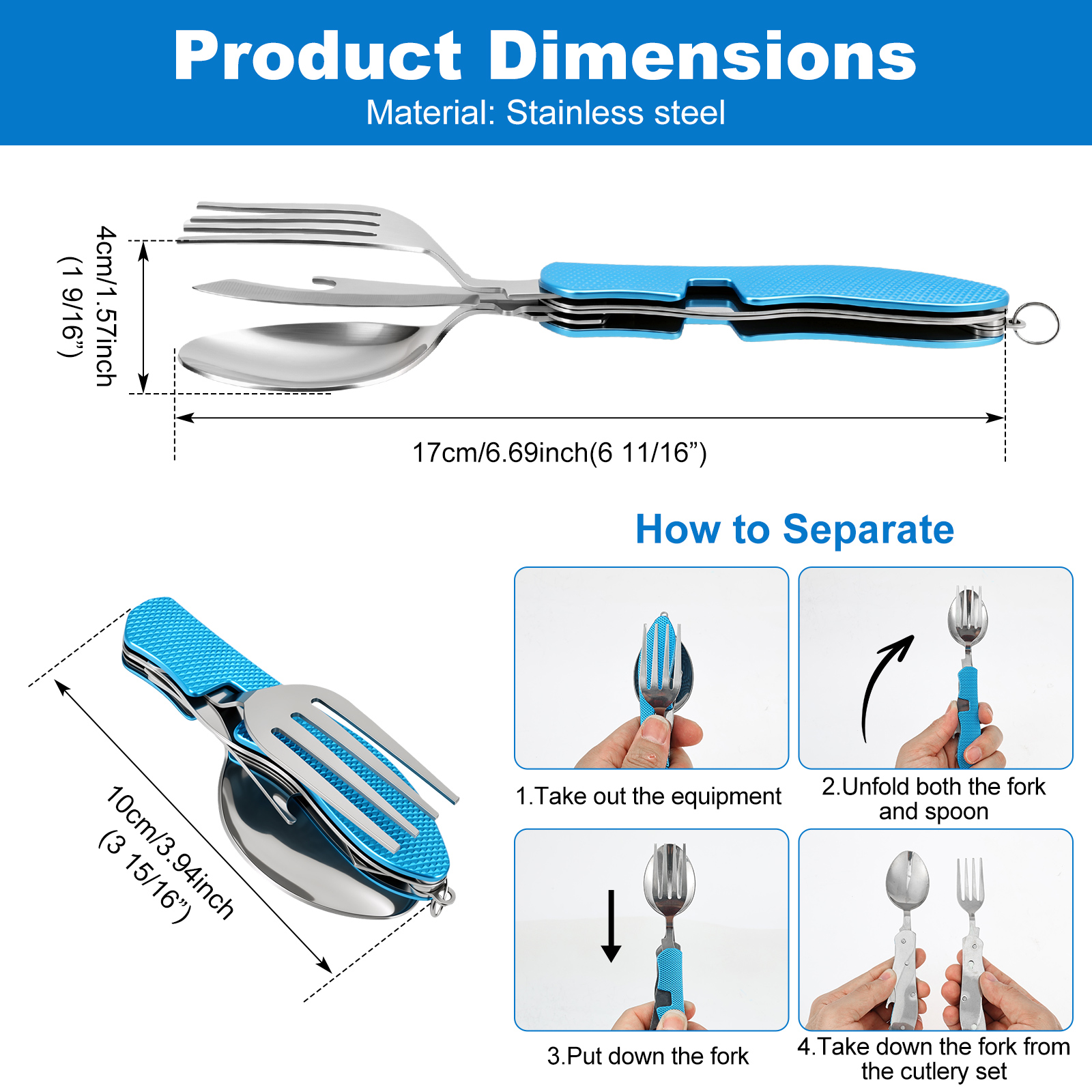 Multifunction 3 in 1 Camping U - Camping Cooking Cutlery Set 评论和价格