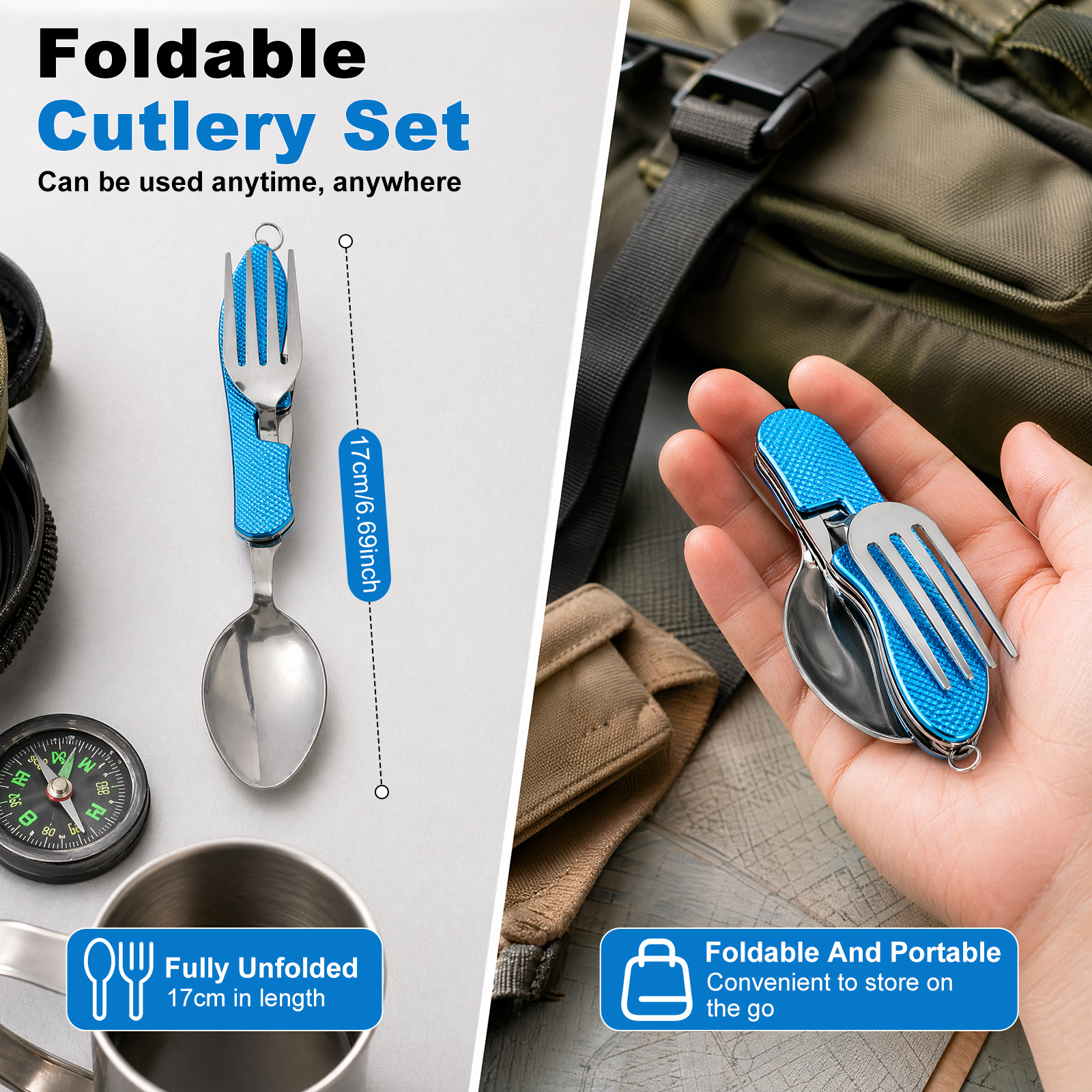 Multifunction 3 in 1 Camping U - Camping Cooking Cutlery Set 评论和价格