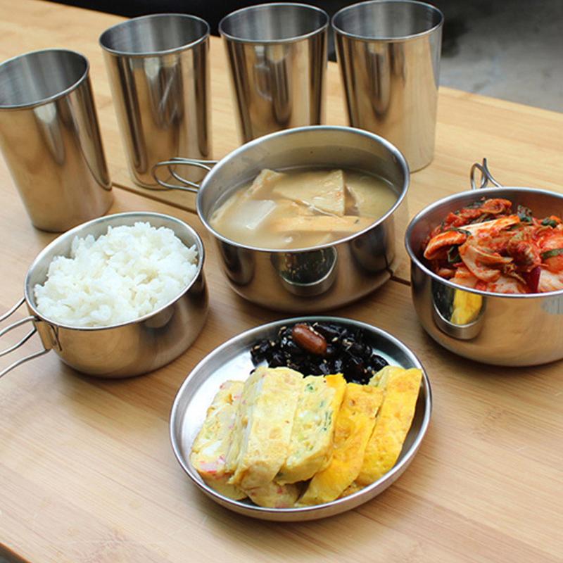 8pcs/set Stainless Steel Outdo - Camping Cooking Pack 评论和价格
