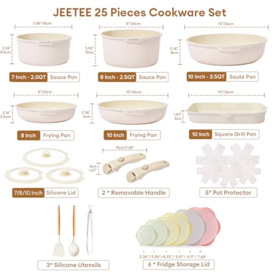 25pcs Non Stick Detachable Han - Camping Cooking Set Detachable Handle 评论和价格