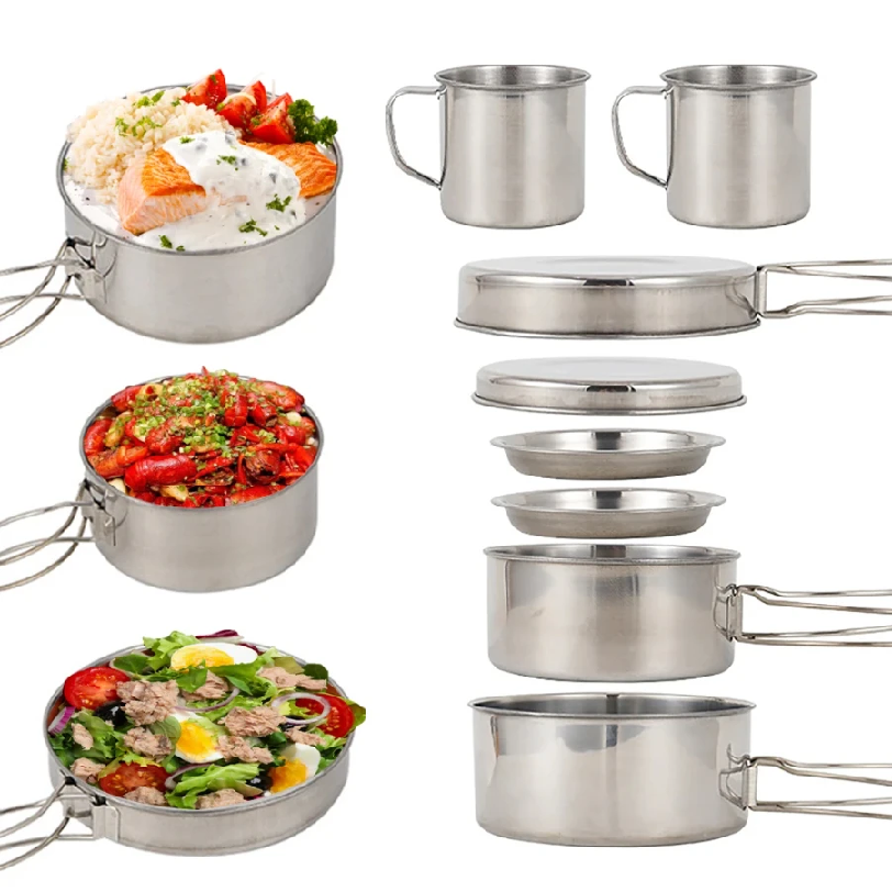 8pcs/Set Camping Cookware Mess - Camping Cooking Pack 评论和价格