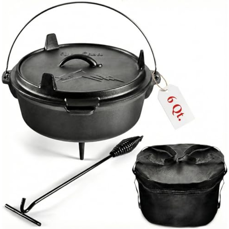 6Qt Cast Iron Camping Dutch Ov - Camp Dutch Oven Cast 评论和价格