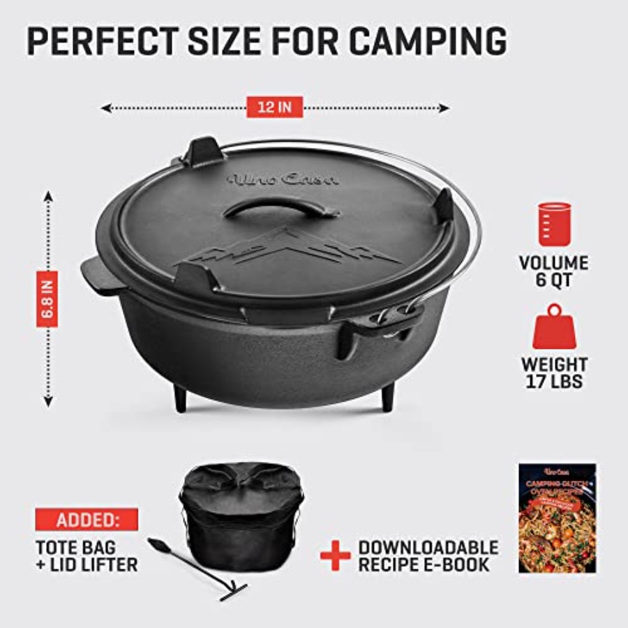 6Qt Cast Iron Camping Dutch Ov - Camp Dutch Oven Cast 评论和价格