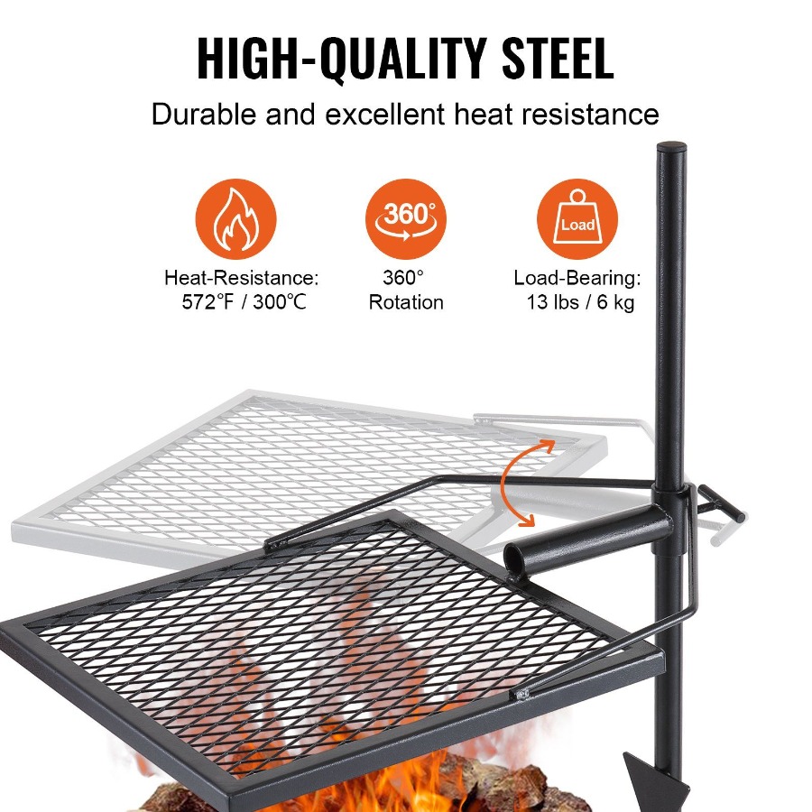 Swivel Campfire Grill for Fire - Camping Cooking Fire Pit 评论和价格