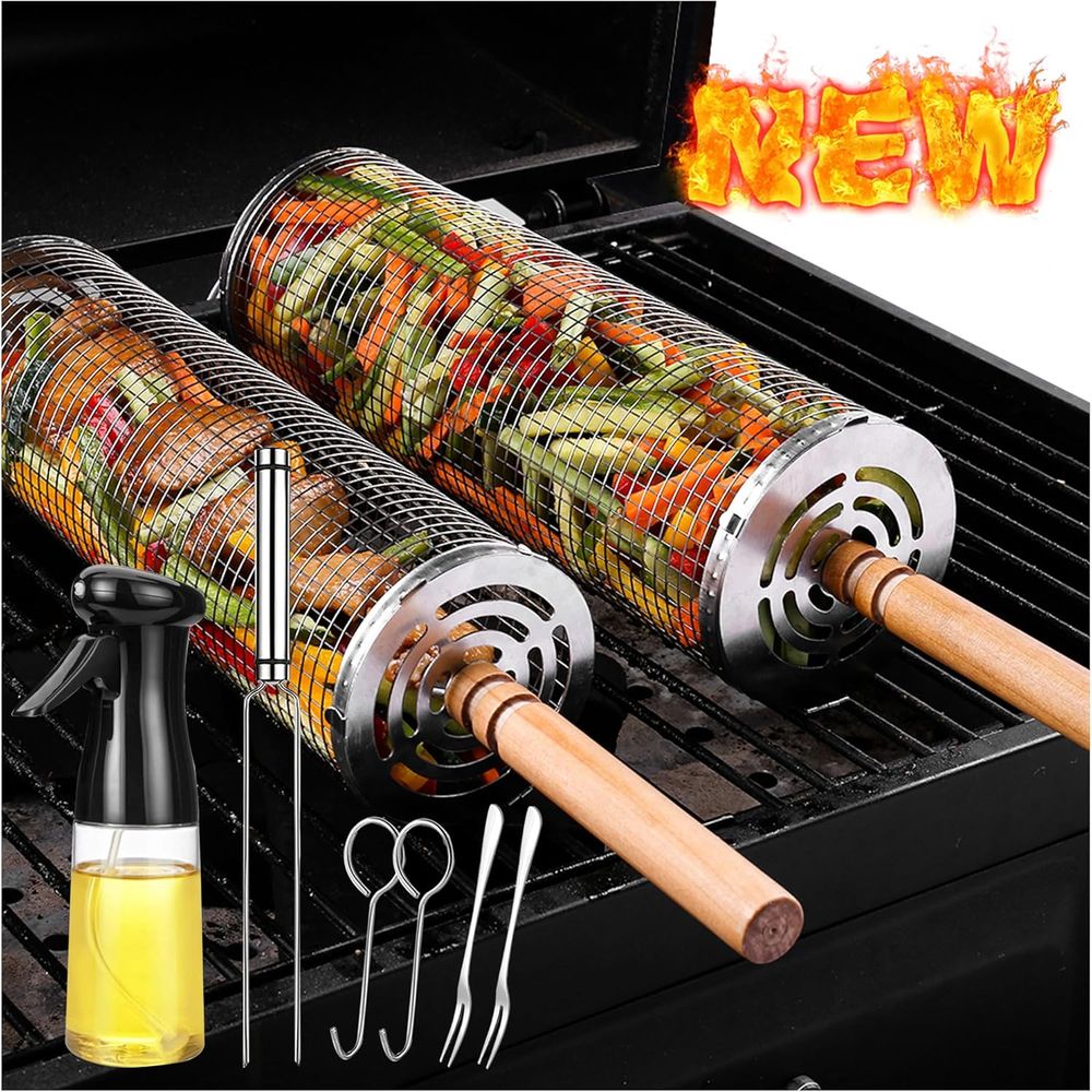 Large Round Stainless Steel Gr - Camping Cooking Basket 评论和价格