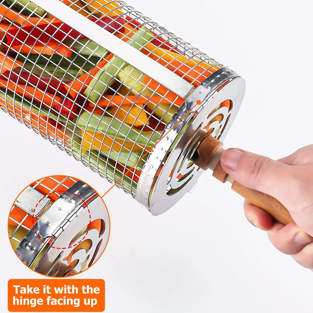 Large Round Stainless Steel Gr - Camping Cooking Basket 评论和价格