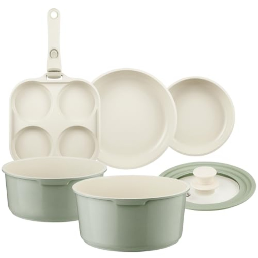 Ceramic Pots and Pans Set Non  - Camping Cooking Set Detachable Handle 评论和价格