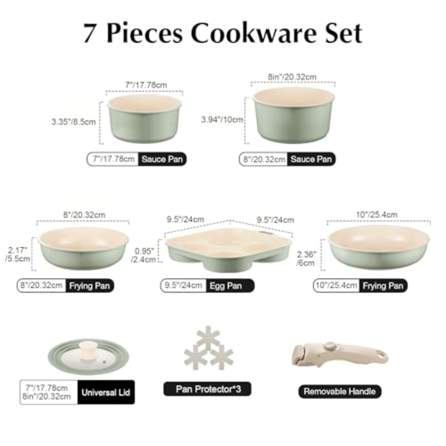 Ceramic Pots and Pans Set Non  - Camping Cooking Set Detachable Handle 评论和价格
