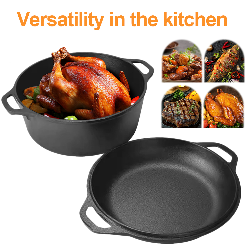 2 in 1 Cast Iron Dutch Oven Po - Camp Dutch Oven Cast 评论和价格