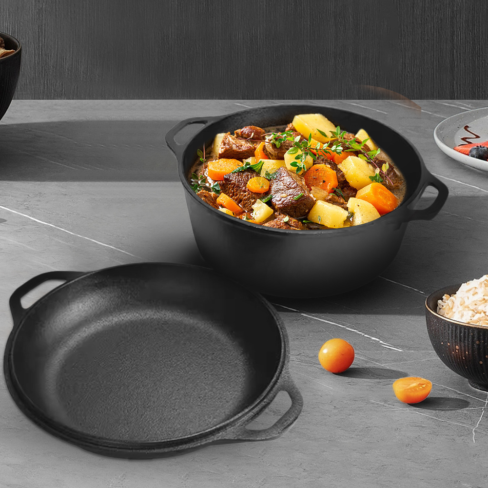2 in 1 Cast Iron Dutch Oven Po - Camp Dutch Oven Cast 评论和价格