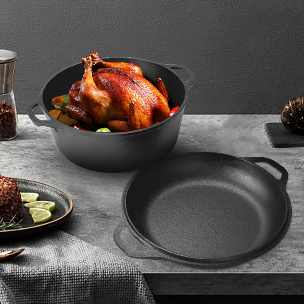 2 in 1 Cast Iron Dutch Oven Po - Camp Dutch Oven Cast 评论和价格