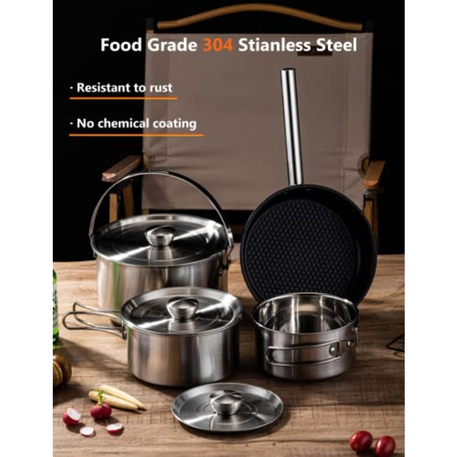 CampPro Camp Cooking Set for 4 - Camping Cooking Set 评论和价格