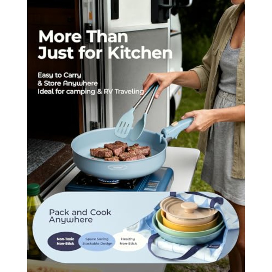 Ceramic Cookware Set Detachabl - Camping Cooking Set Detachable Handle 评论和价格