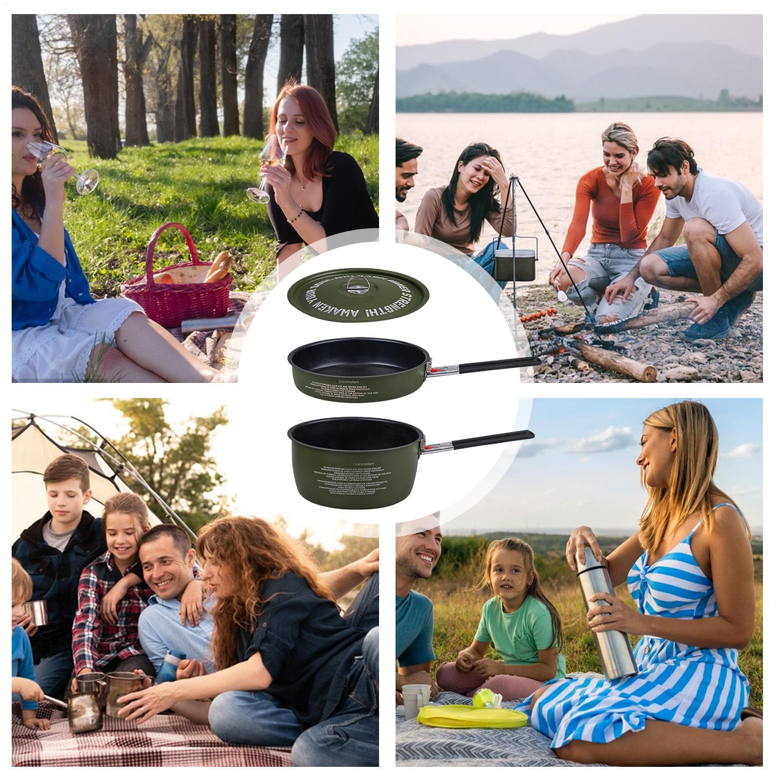 Camping Cookware Camp Cook Pot - Camping Cooking Set Detachable Handle 评论和价格
