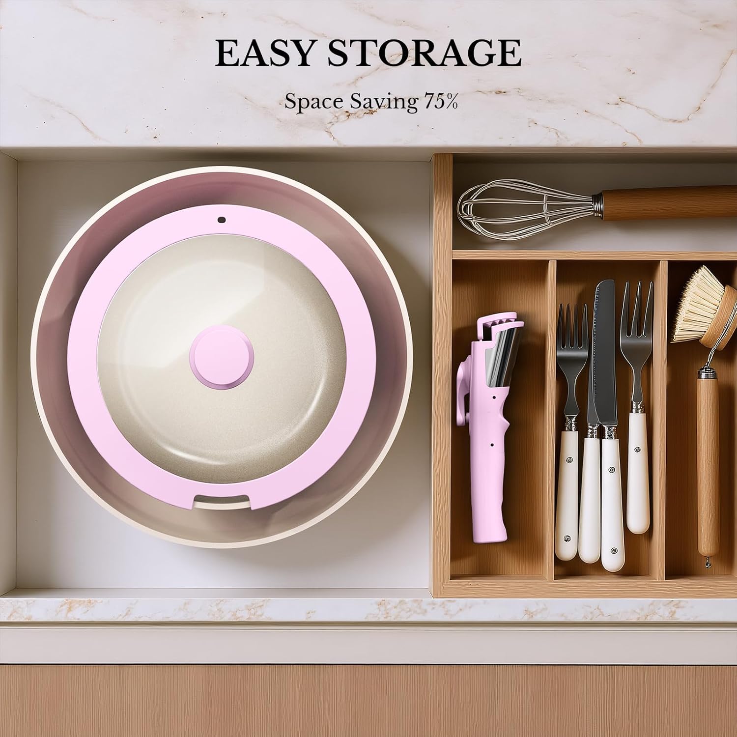 Pots and Pans Set Non Stick, C - Camping Cooking Set Detachable Handle 评论和价格