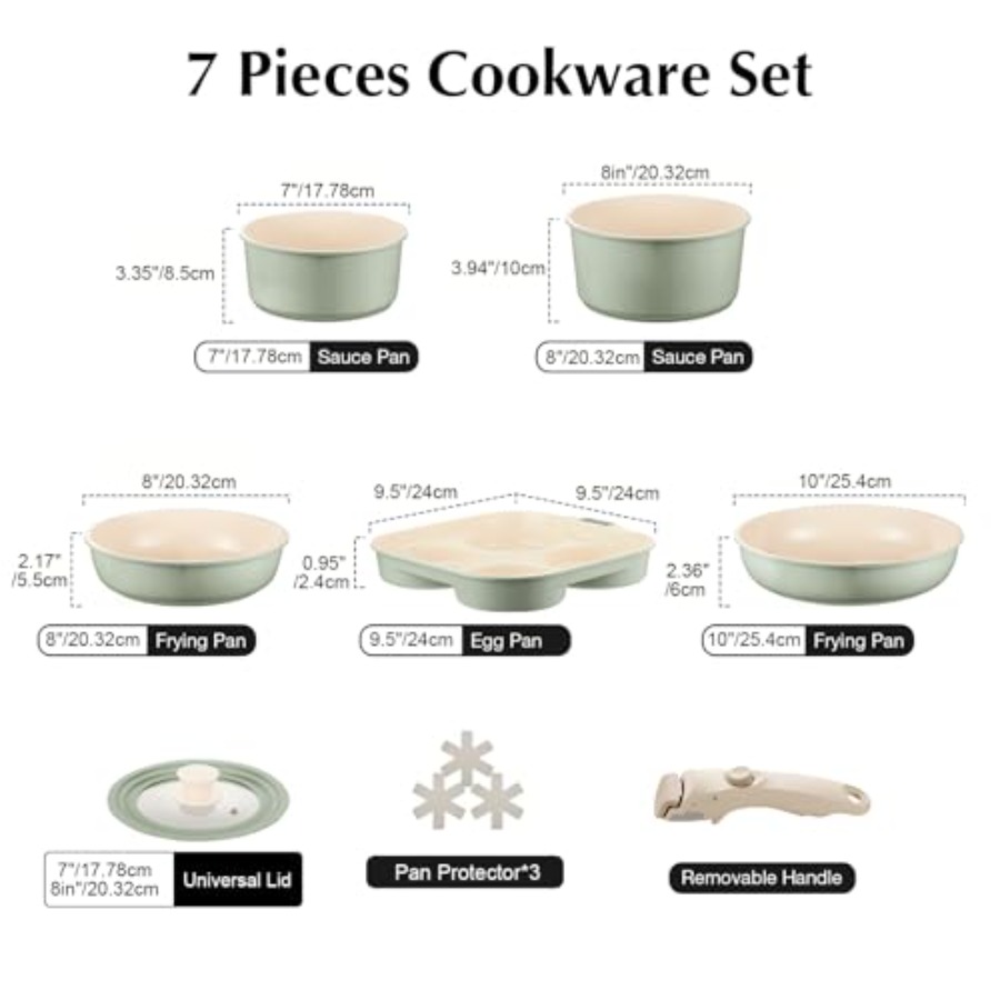 Ceramic Pots and Pans Set Non  - Camping Cooking Set Detachable Handle 评论和价格