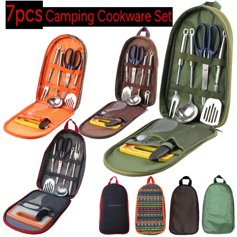 7pcs Camping Kitchen Utensil S - Camping Cooking Pack 评论和价格