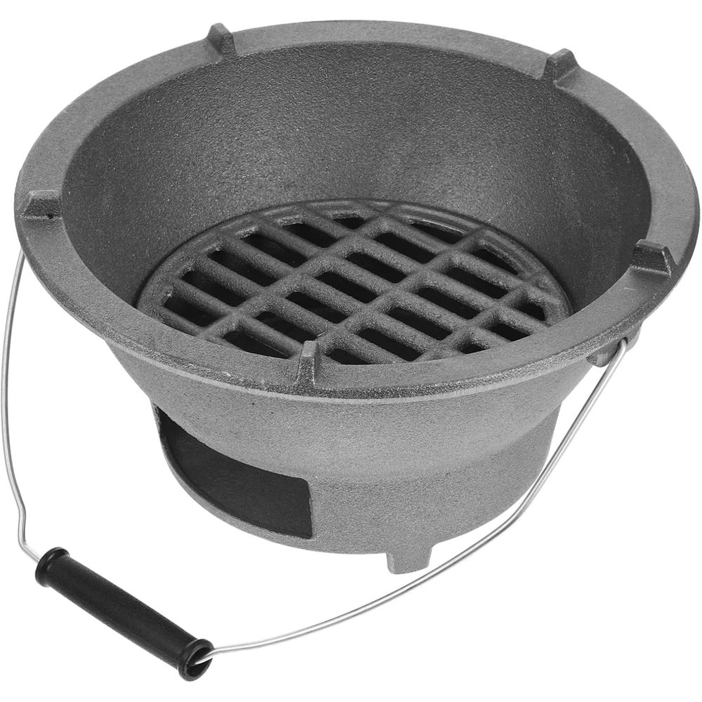 Portable Cast Iron Charcoal Gr - Camping Cooking Cast Iron 评论和价格