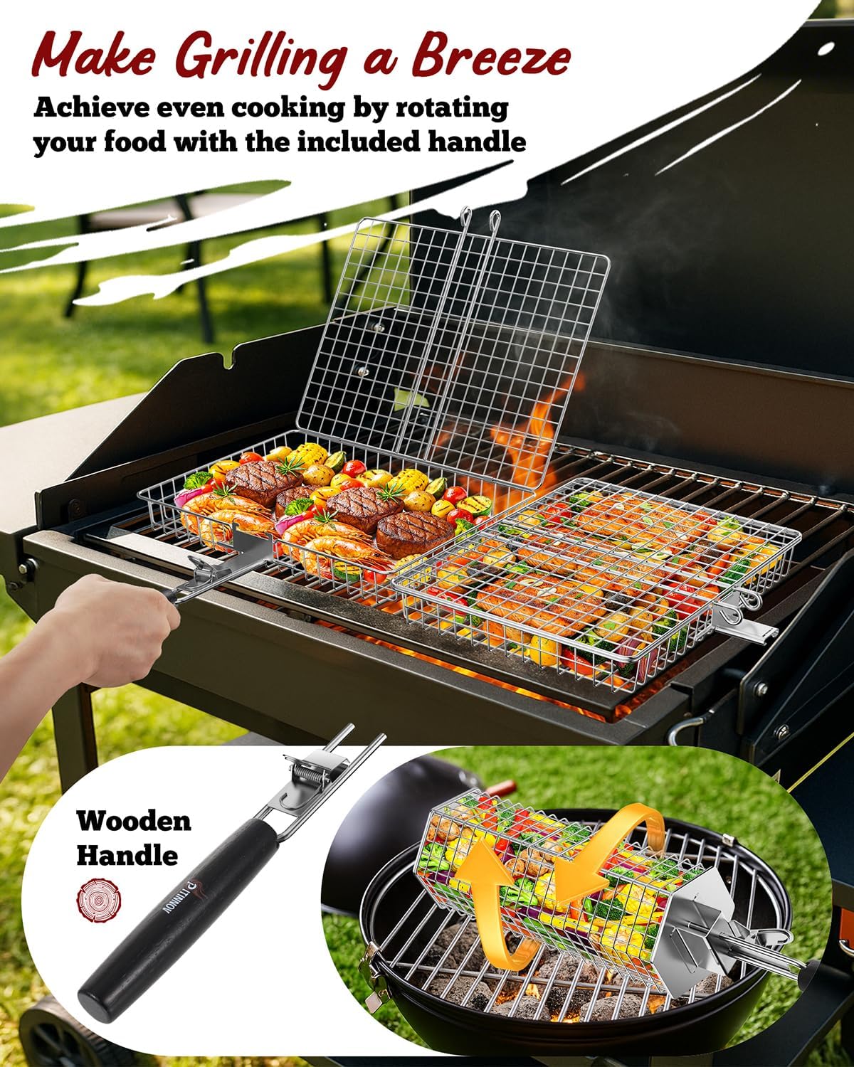 Grill Baskets For Outdoor Gril - Camping Cooking Basket 评论和价格