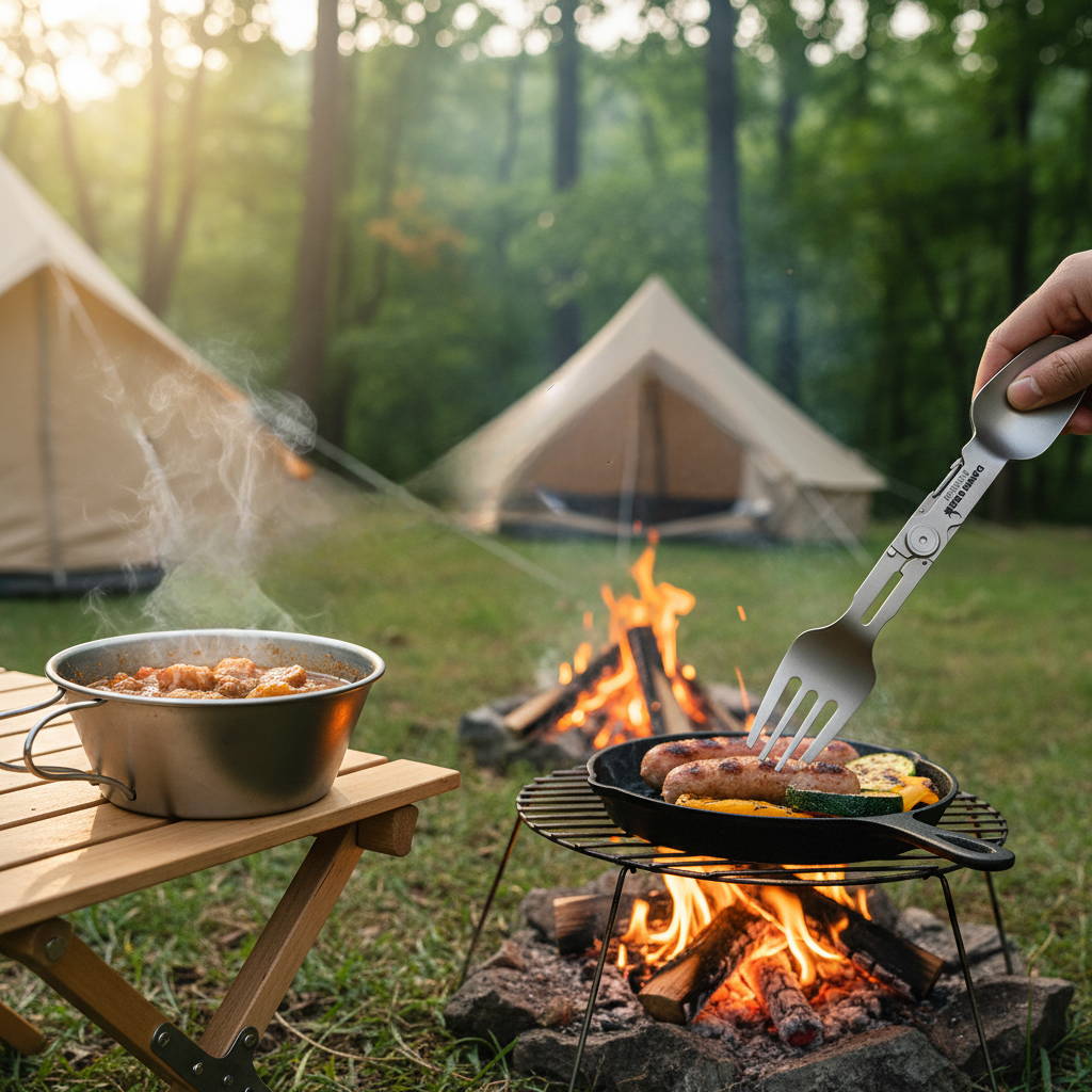 Titanium Folding Spoon and For - Camping Cooking Basket 评论和价格