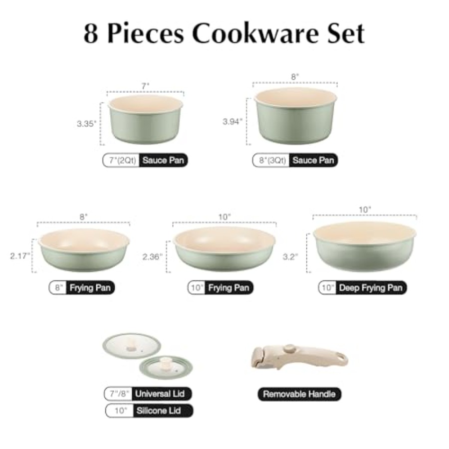 Ceramic Pots and Pans Set Non  - Camping Cooking Set Detachable Handle 评论和价格