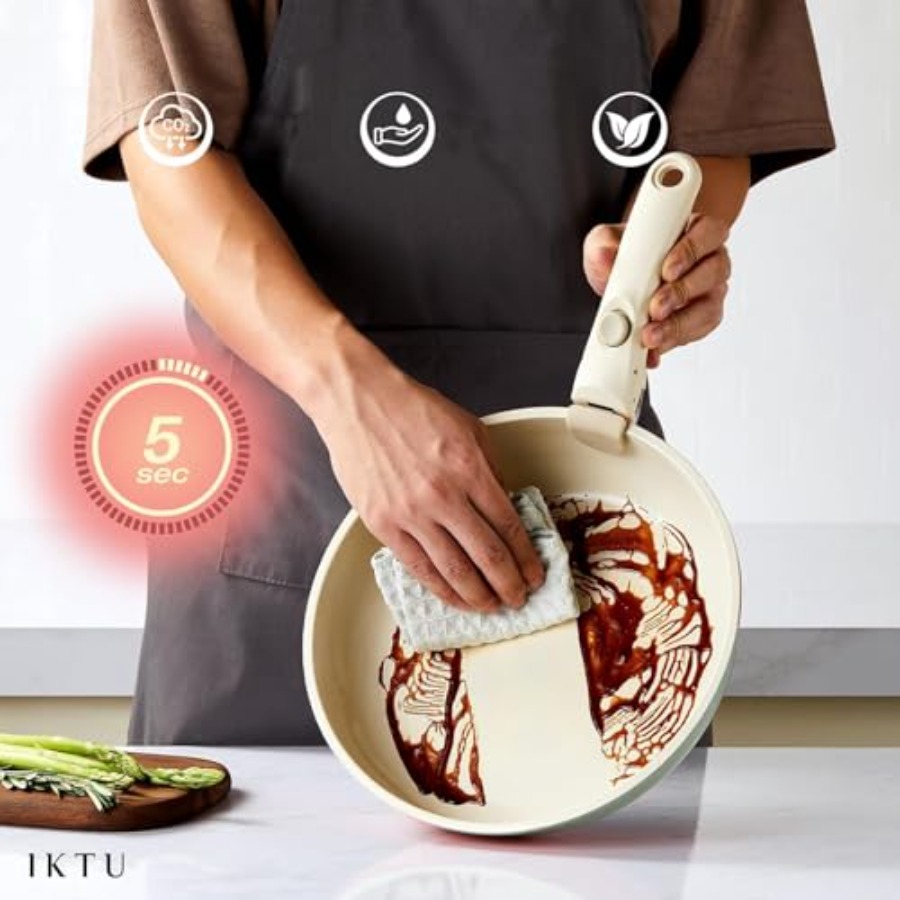 Ceramic Pots and Pans Set Non  - Camping Cooking Set Detachable Handle 评论和价格