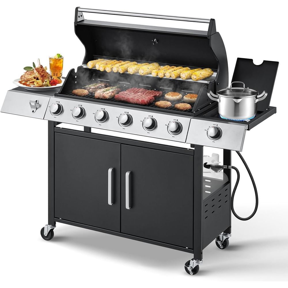 60,000 BTU 6-Burner Propane Ga - Camping Cooking Cast Iron 评论和价格