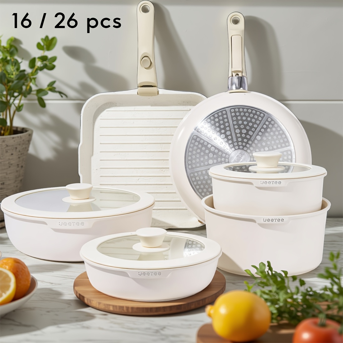 16/26pcs, Non-Stick Cookware S - Camping Cooking Set Detachable Handle 评论和价格