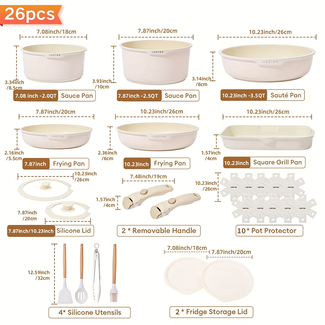 16/26pcs, Non-Stick Cookware S - Camping Cooking Set Detachable Handle 评论和价格
