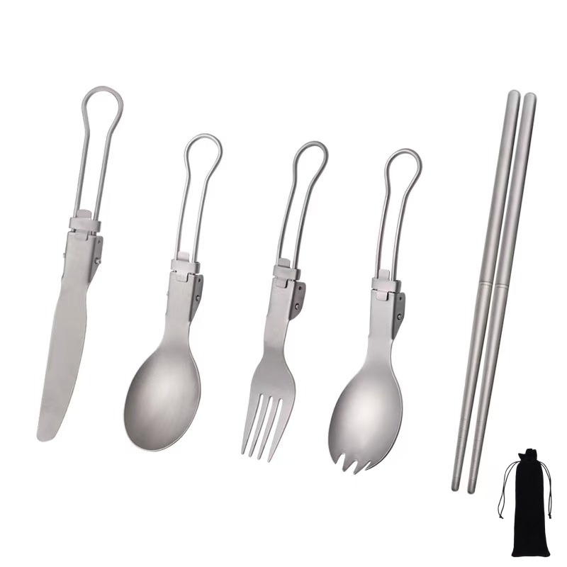 Titanium Foldable Utensil Set  - Camping Cooking Cutlery Set 评论和价格