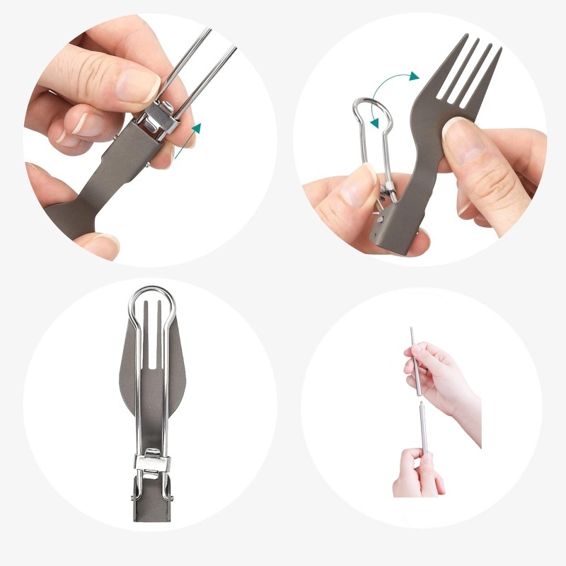 Titanium Foldable Utensil Set  - Camping Cooking Cutlery Set 评论和价格