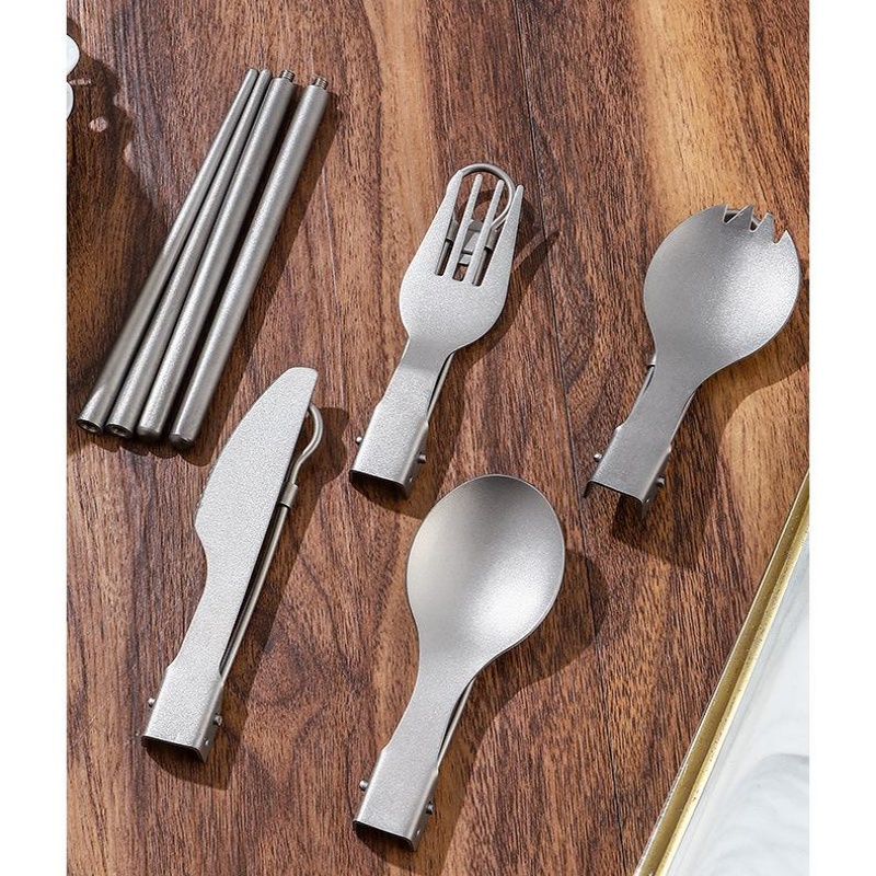 Titanium Foldable Utensil Set  - Camping Cooking Cutlery Set 评论和价格