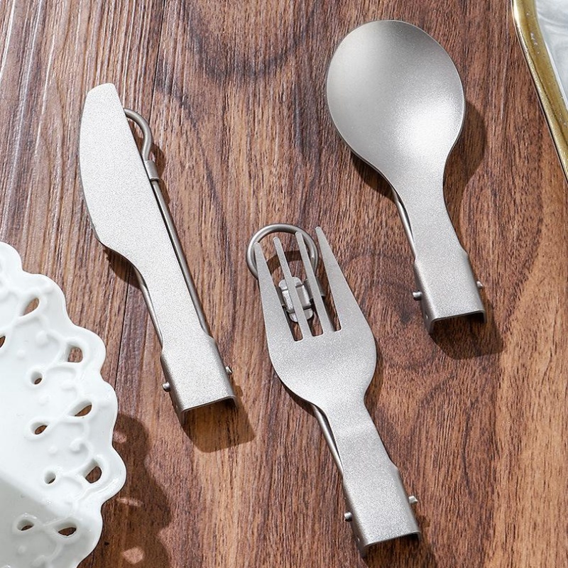 Titanium Foldable Utensil Set  - Camping Cooking Cutlery Set 评论和价格