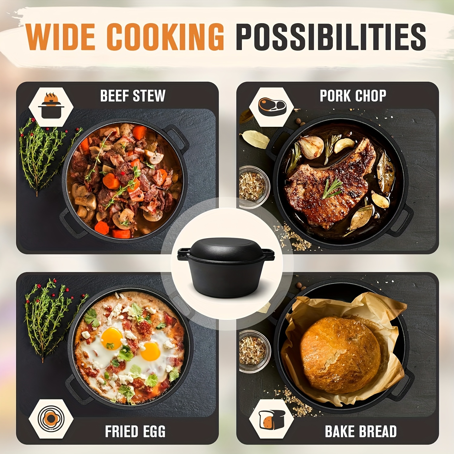 Black 5 QT Cast Iron Dutch Ove - Camp Dutch Oven Cast 评论和价格