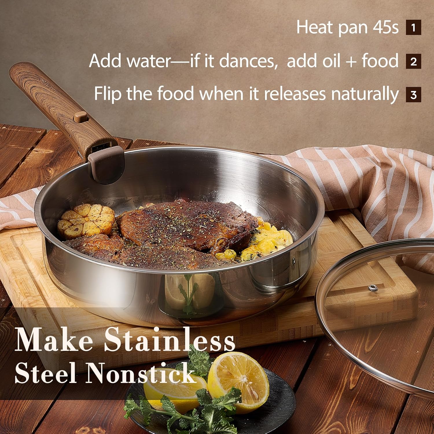 19pcs Stainless Steel Cookware - Camping Cooking Set Detachable Handle 评论和价格