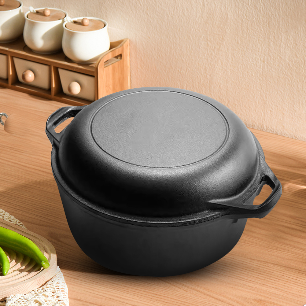 2 in 1 Cast Iron Dutch Oven wi - Camp Dutch Oven Cast 评论和价格
