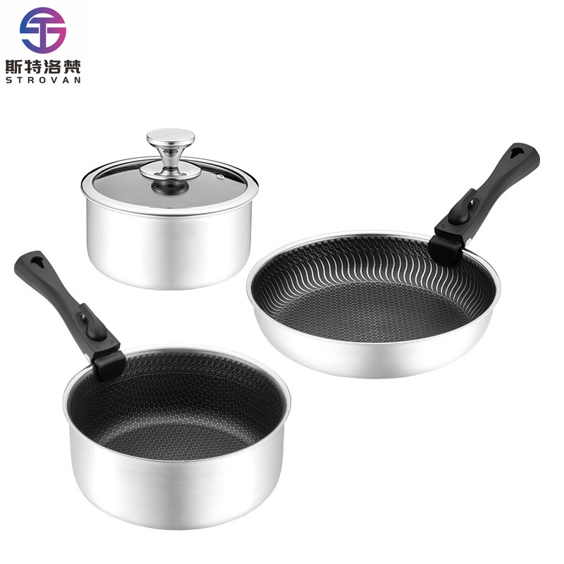 6 Pcs 3-ply Stainless Steel Co - Camping Cooking Set Detachable Handle 评论和价格