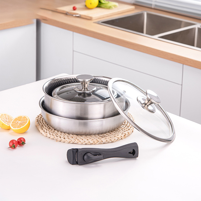 6 Pcs 3-ply Stainless Steel Co - Camping Cooking Set Detachable Handle 评论和价格