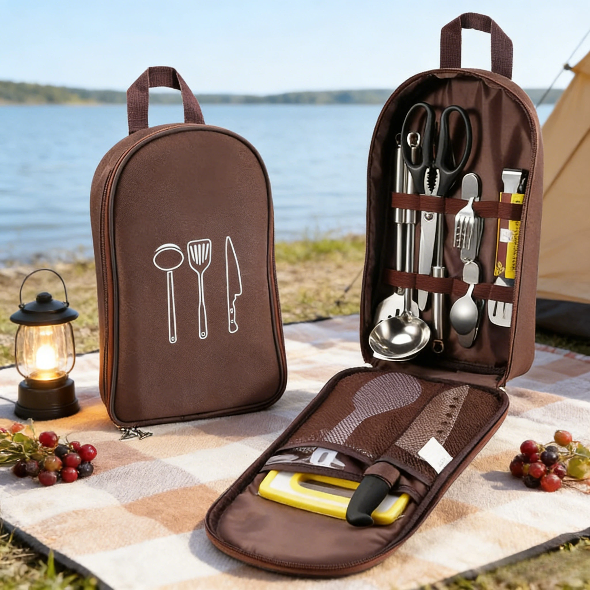 Storage Bag Photo Booth Props  - Camping Cooking Cutlery Set 评论和价格