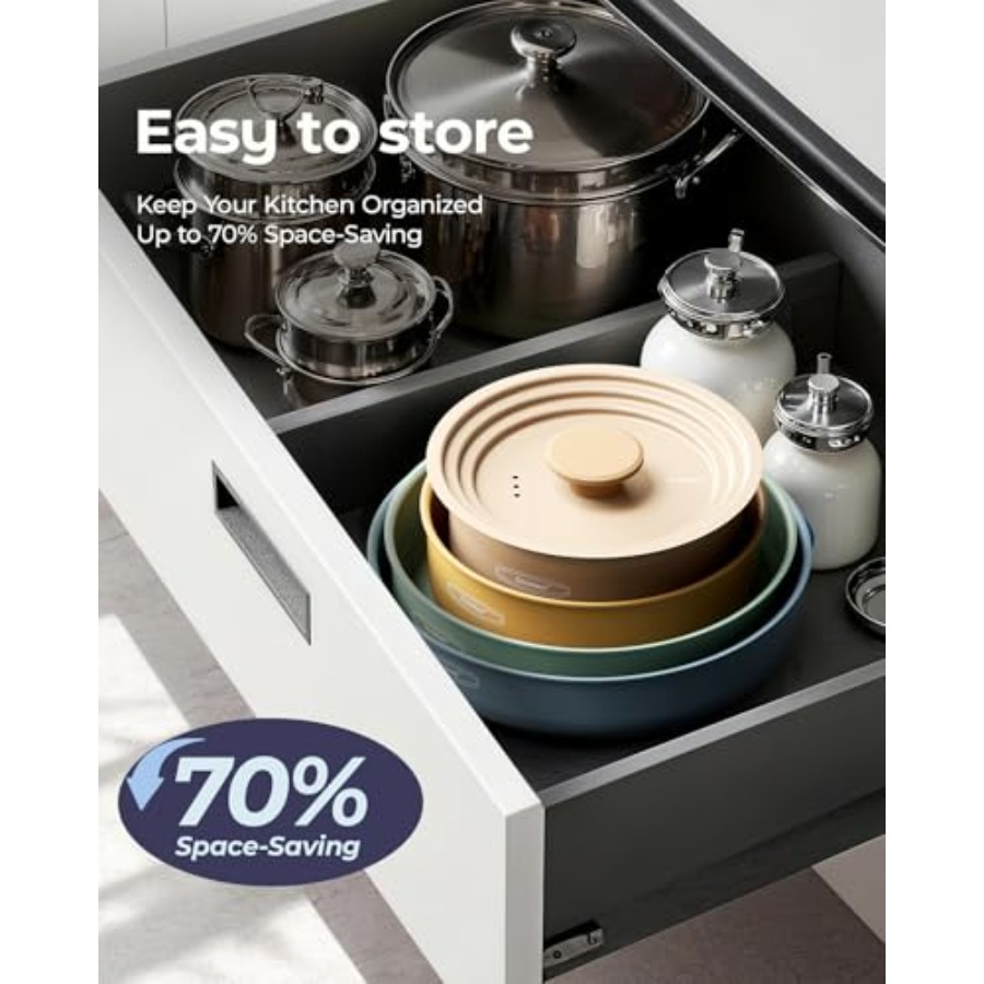 Ceramic Cookware Set, Detachab - Camping Cooking Set Detachable Handle 评论和价格