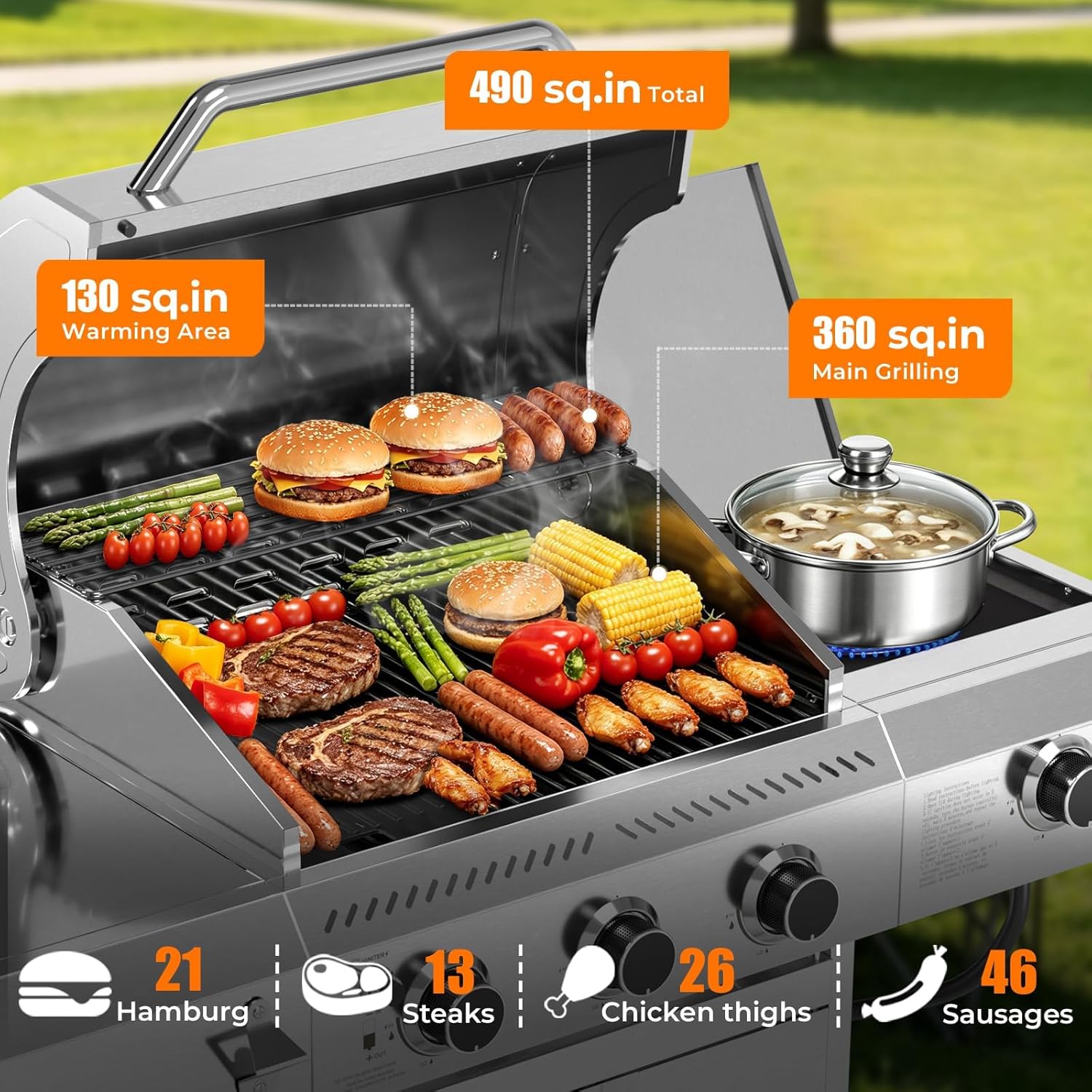 Propane Gas Grill with Side Bu - Camping Cooking Cast Iron 评论和价格